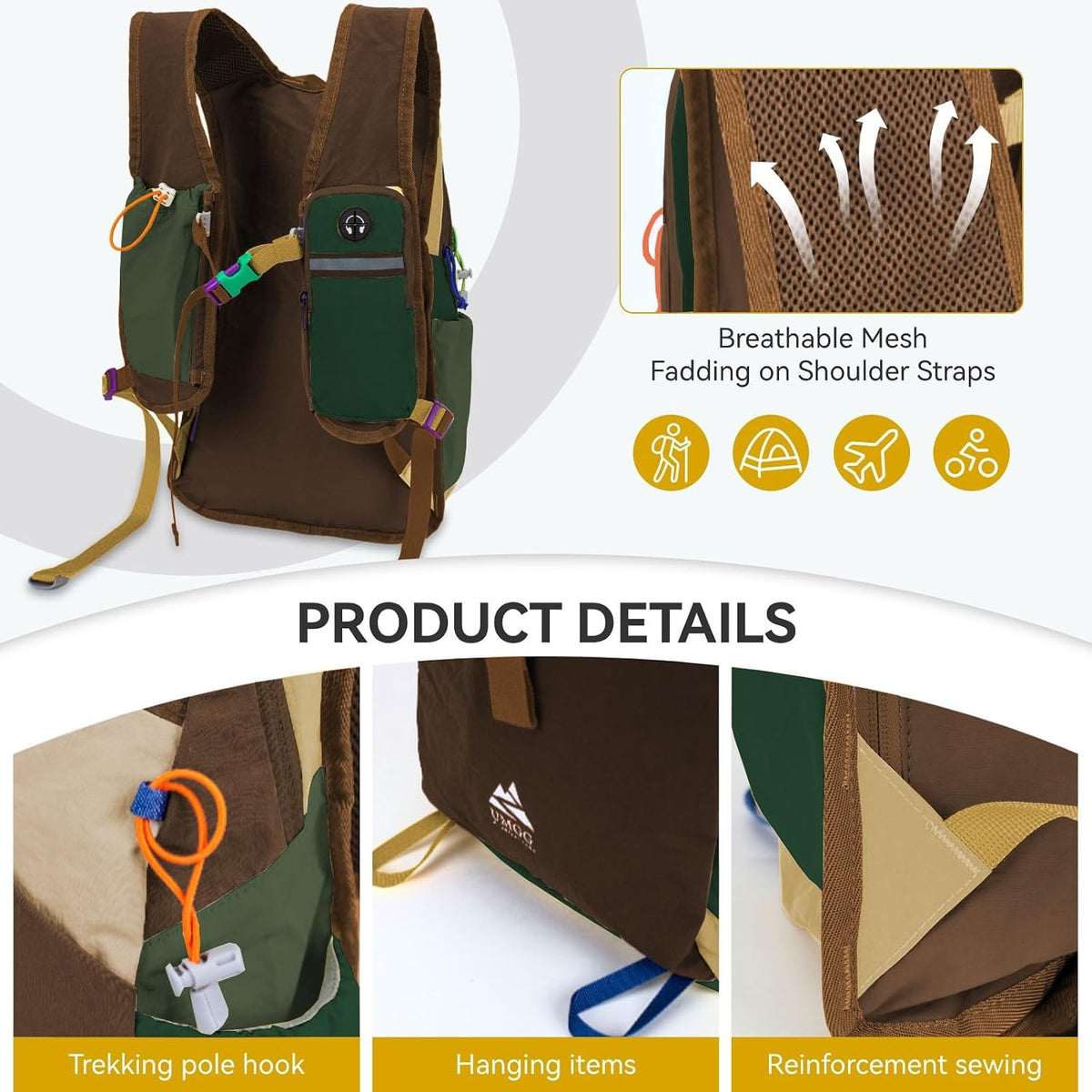 15L Small Hiking Backpack Travel Daypack Colorful Lightweight Packable Foldable Casual Backpack for Women Men