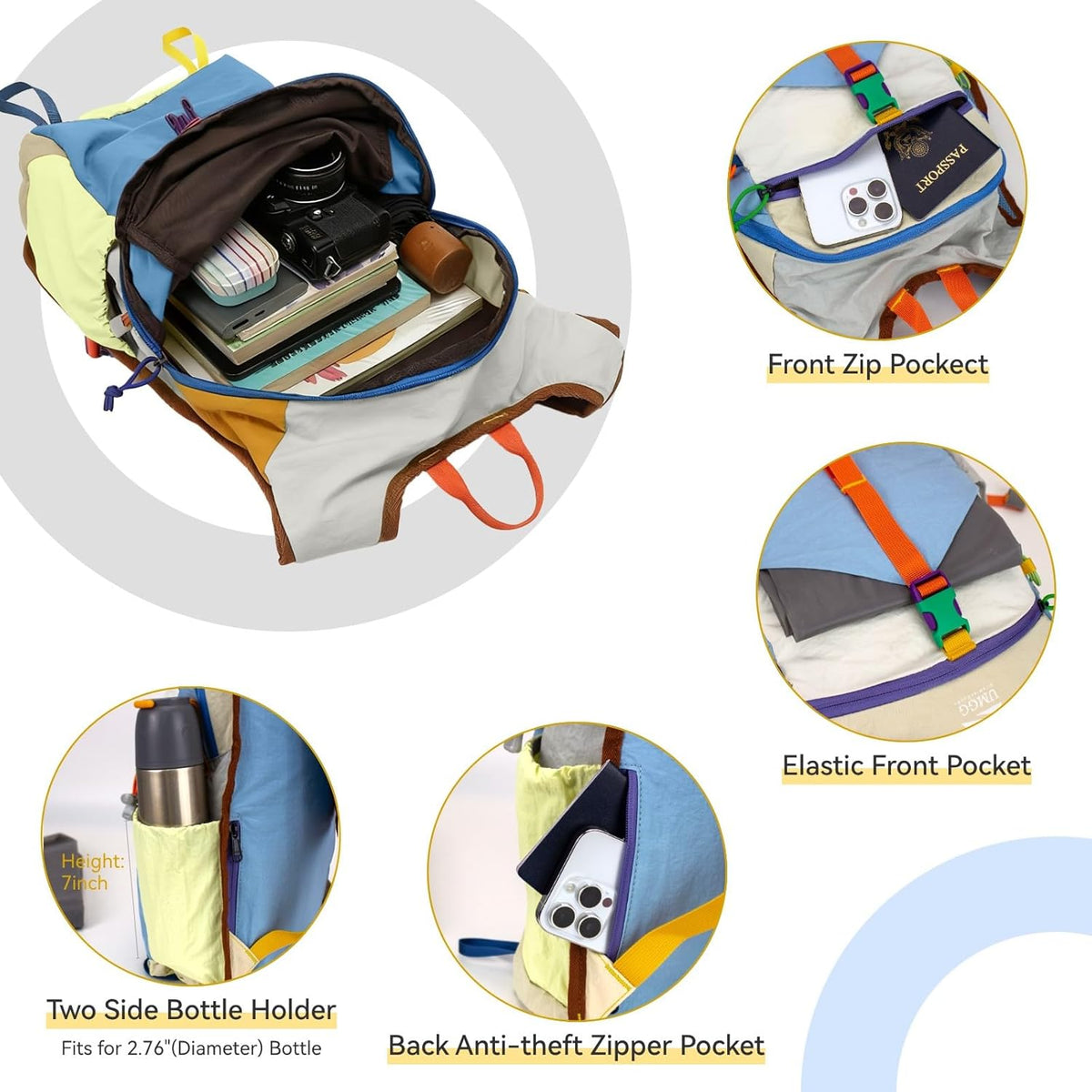 15L Small Hiking Backpack Travel Daypack Colorful Lightweight Packable Foldable Casual Backpack for Women Men
