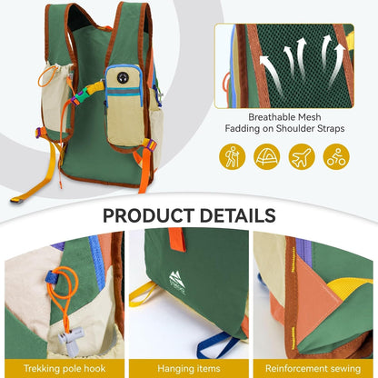 15L Small Hiking Backpack Travel Daypack Colorful Lightweight Packable Foldable Casual Backpack for Women Men