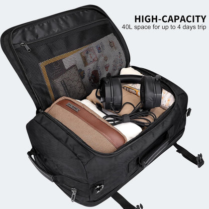 Travel Backpack for Men 40L Carry-on Luggage Bag USB Charging Port | Nylon Laptop Backpack Multi-pocket Fits 17 Inch, TSA Friendly Flight Approved, For Business Trip, Vacation, B686 Silvery Grey