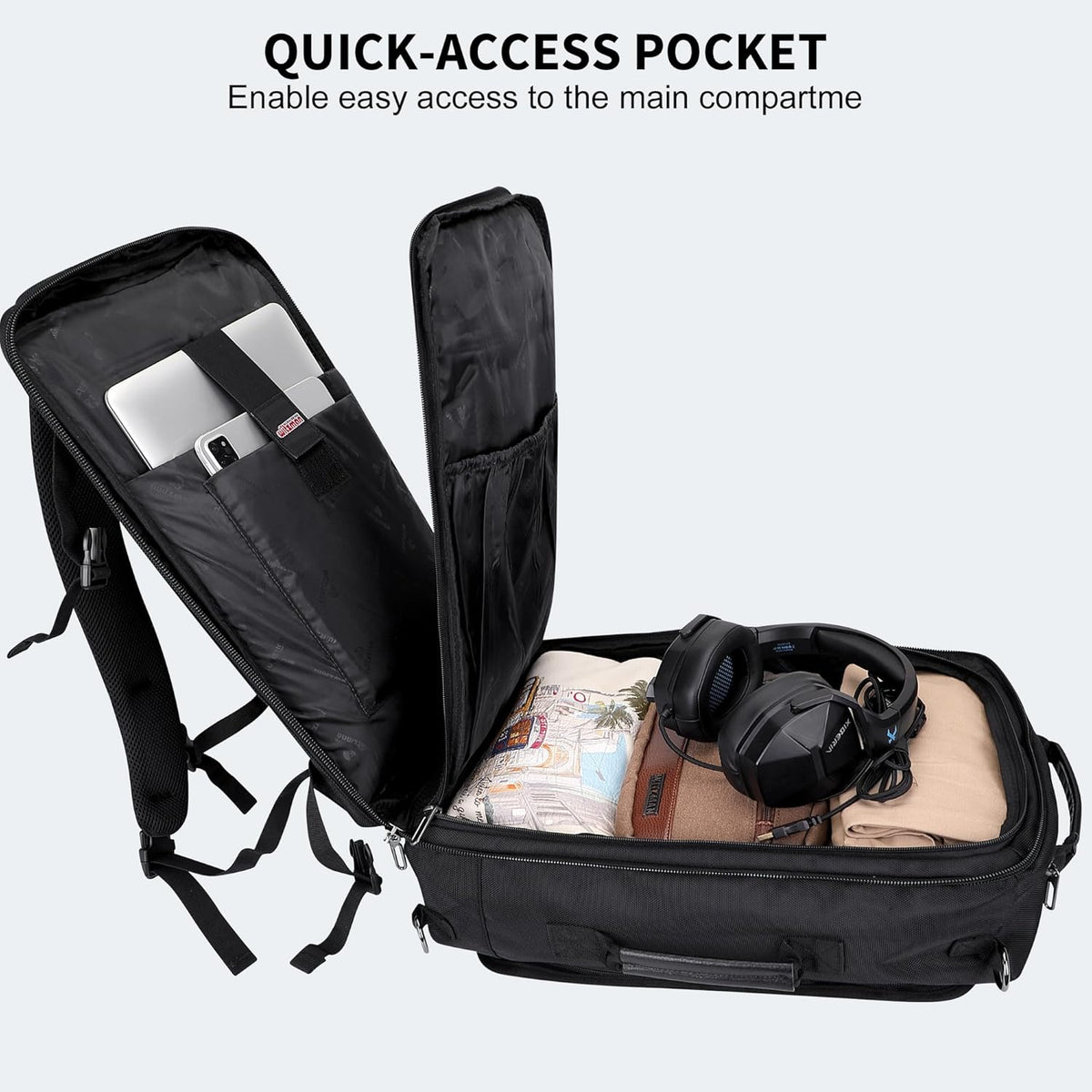 Travel Backpack for Men 40L Carry-on Luggage Bag USB Charging Port | Nylon Laptop Backpack Multi-pocket Fits 17 Inch, TSA Friendly Flight Approved, For Business Trip, Vacation, B686 Silvery Grey
