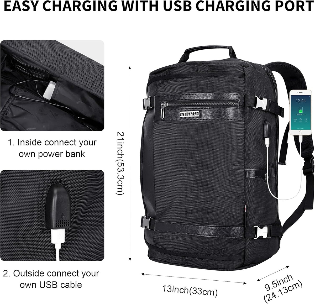 Travel Backpack for Men 40L Carry-on Luggage Bag USB Charging Port | Nylon Laptop Backpack Multi-pocket Fits 17 Inch, TSA Friendly Flight Approved, For Business Trip, Vacation, B686 Silvery Grey