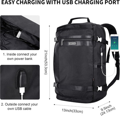 Travel Backpack for Men 40L Carry-on Luggage Bag USB Charging Port | Nylon Laptop Backpack Multi-pocket Fits 17 Inch, TSA Friendly Flight Approved, For Business Trip, Vacation, B686 Silvery Grey
