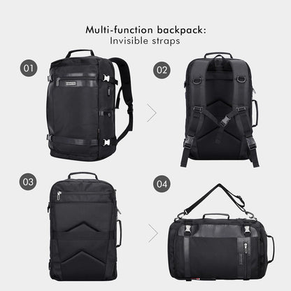 Travel Backpack for Men 40L Carry-on Luggage Bag USB Charging Port | Nylon Laptop Backpack Multi-pocket Fits 17 Inch, TSA Friendly Flight Approved, For Business Trip, Vacation, B686 Silvery Grey