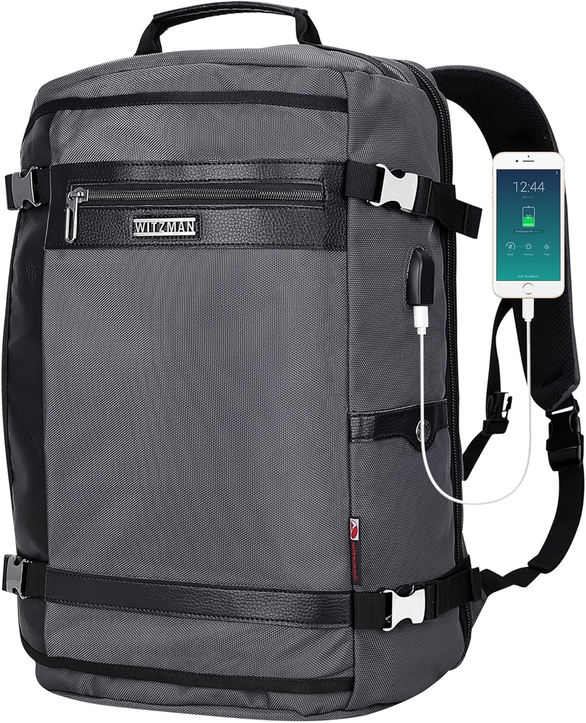Travel Backpack for Men 40L Carry-on Luggage Bag USB Charging Port | Nylon Laptop Backpack Multi-pocket Fits 17 Inch, TSA Friendly Flight Approved, For Business Trip, Vacation, B686 Silvery Grey