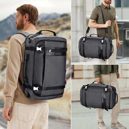 Travel Backpack for Men 40L Carry-on Luggage Bag USB Charging Port | Nylon Laptop Backpack Multi-pocket Fits 17 Inch, TSA Friendly Flight Approved, For Business Trip, Vacation, B686 Silvery Grey
