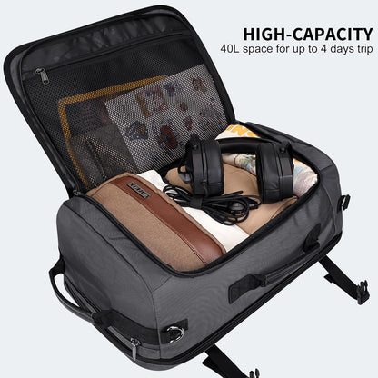 Travel Backpack for Men 40L Carry-on Luggage Bag USB Charging Port | Nylon Laptop Backpack Multi-pocket Fits 17 Inch, TSA Friendly Flight Approved, For Business Trip, Vacation, B686 Silvery Grey