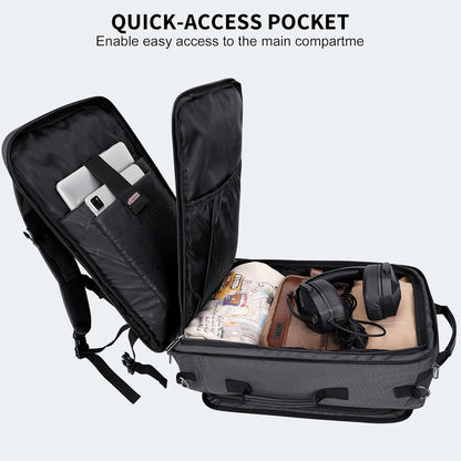 Travel Backpack for Men 40L Carry-on Luggage Bag USB Charging Port | Nylon Laptop Backpack Multi-pocket Fits 17 Inch, TSA Friendly Flight Approved, For Business Trip, Vacation, B686 Silvery Grey