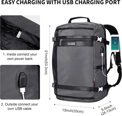 Travel Backpack for Men 40L Carry-on Luggage Bag USB Charging Port | Nylon Laptop Backpack Multi-pocket Fits 17 Inch, TSA Friendly Flight Approved, For Business Trip, Vacation, B686 Silvery Grey