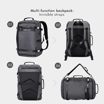 Travel Backpack for Men 40L Carry-on Luggage Bag USB Charging Port | Nylon Laptop Backpack Multi-pocket Fits 17 Inch, TSA Friendly Flight Approved, For Business Trip, Vacation, B686 Silvery Grey