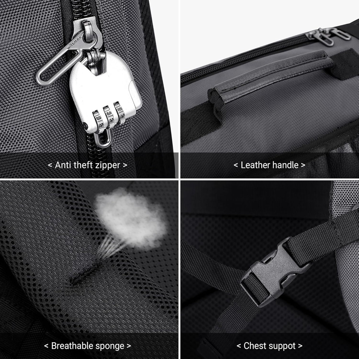 Travel Backpack for Men 40L Carry-on Luggage Bag USB Charging Port | Nylon Laptop Backpack Multi-pocket Fits 17 Inch, TSA Friendly Flight Approved, For Business Trip, Vacation, B686 Silvery Grey