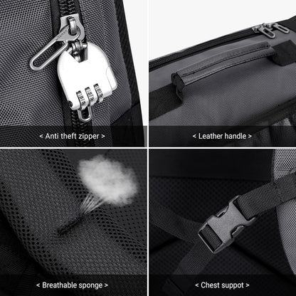 Travel Backpack for Men 40L Carry-on Luggage Bag USB Charging Port | Nylon Laptop Backpack Multi-pocket Fits 17 Inch, TSA Friendly Flight Approved, For Business Trip, Vacation, B686 Silvery Grey