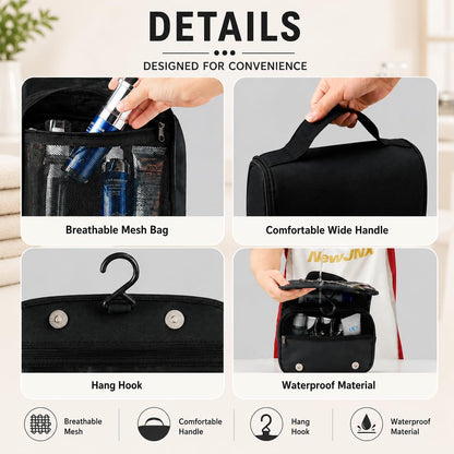 Large Hanging Toiletry Bag with Magnetic Snap Closure Waterproof Travel Durable Hanging Travel Toiletry Bag with Hook Hanging Toiletry Bags for Travel Size Toiletries