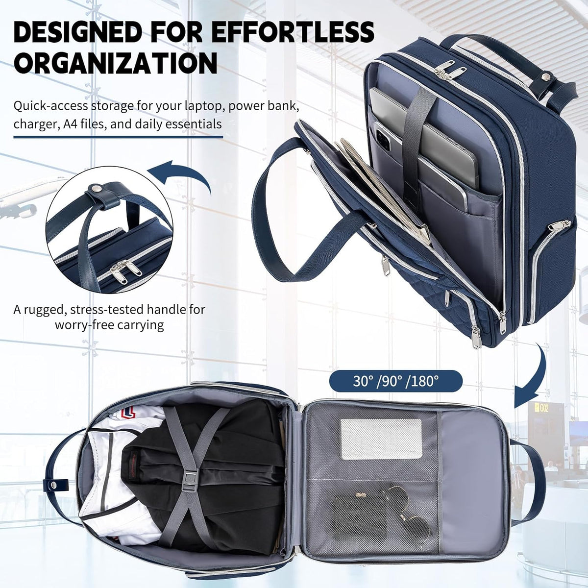 Underseat Carry On Luggage with Wheels, 17inch Lightweight Overnight Soft Sided Personal Luggage Bag Carry-On Suitcase for Short Trip Travel Business, Black