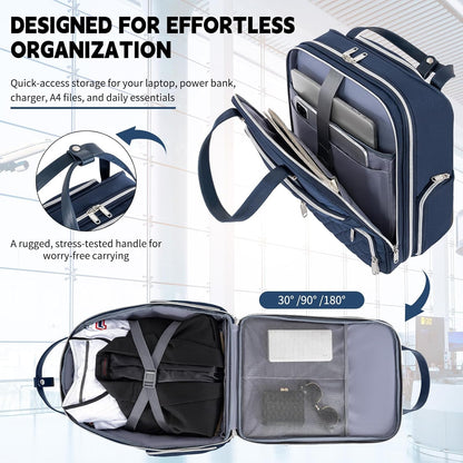 Underseat Carry On Luggage with Wheels, 17inch Lightweight Overnight Soft Sided Personal Luggage Bag Carry-On Suitcase for Short Trip Travel Business, Black