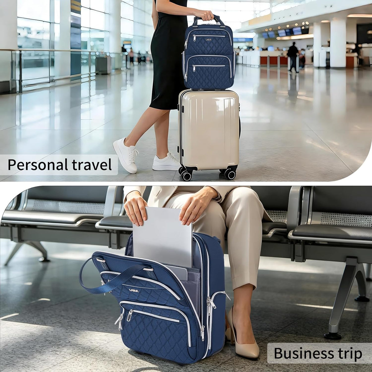 Underseat Carry On Luggage with Wheels, 17inch Lightweight Overnight Soft Sided Personal Luggage Bag Carry-On Suitcase for Short Trip Travel Business, Black