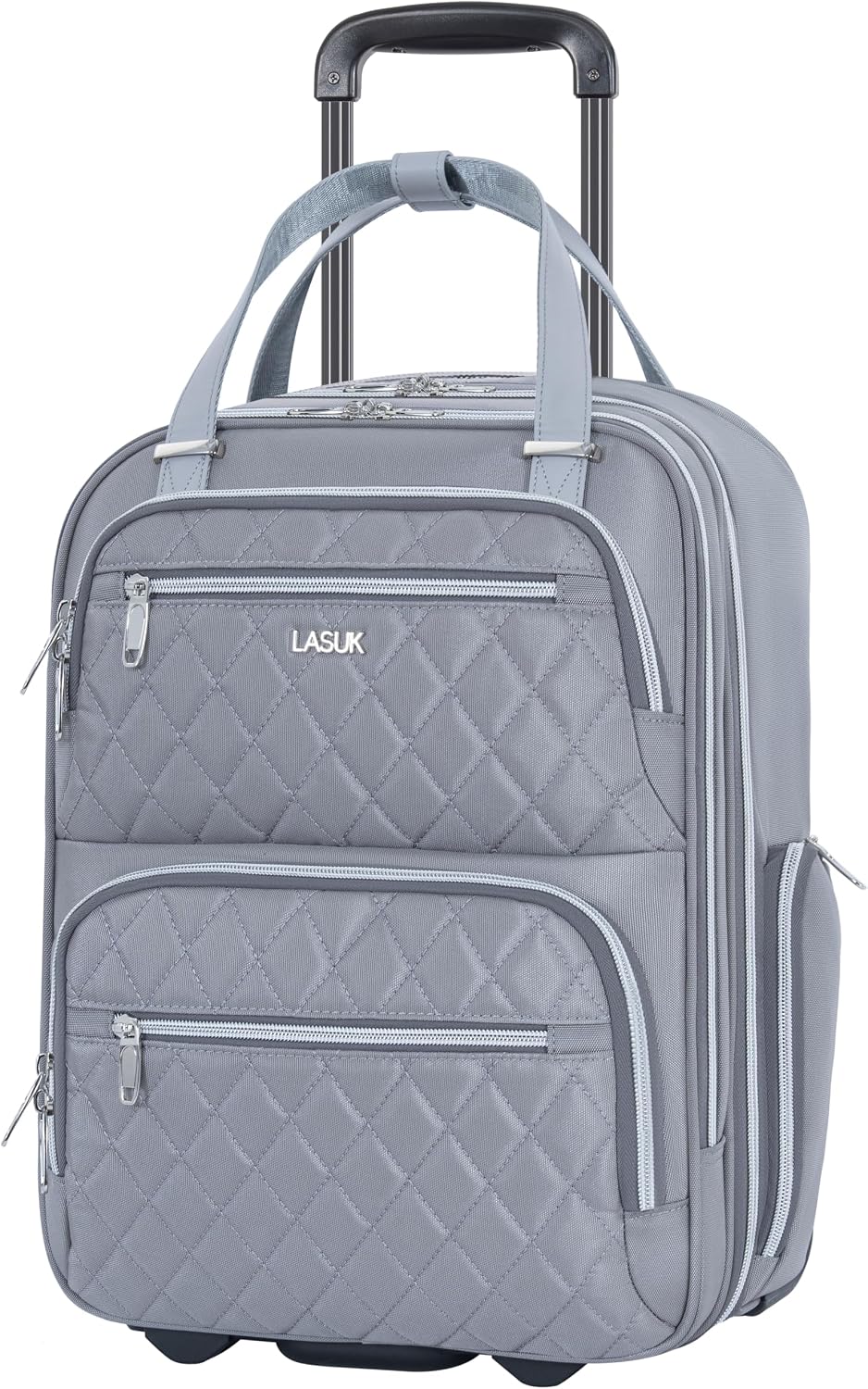 Underseat Carry On Luggage with Wheels, 17inch Lightweight Overnight Soft Sided Personal Luggage Bag Carry-On Suitcase for Short Trip Travel Business, Black