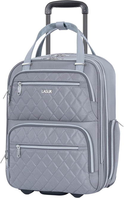 Underseat Carry On Luggage with Wheels, 17inch Lightweight Overnight Soft Sided Personal Luggage Bag Carry-On Suitcase for Short Trip Travel Business, Black