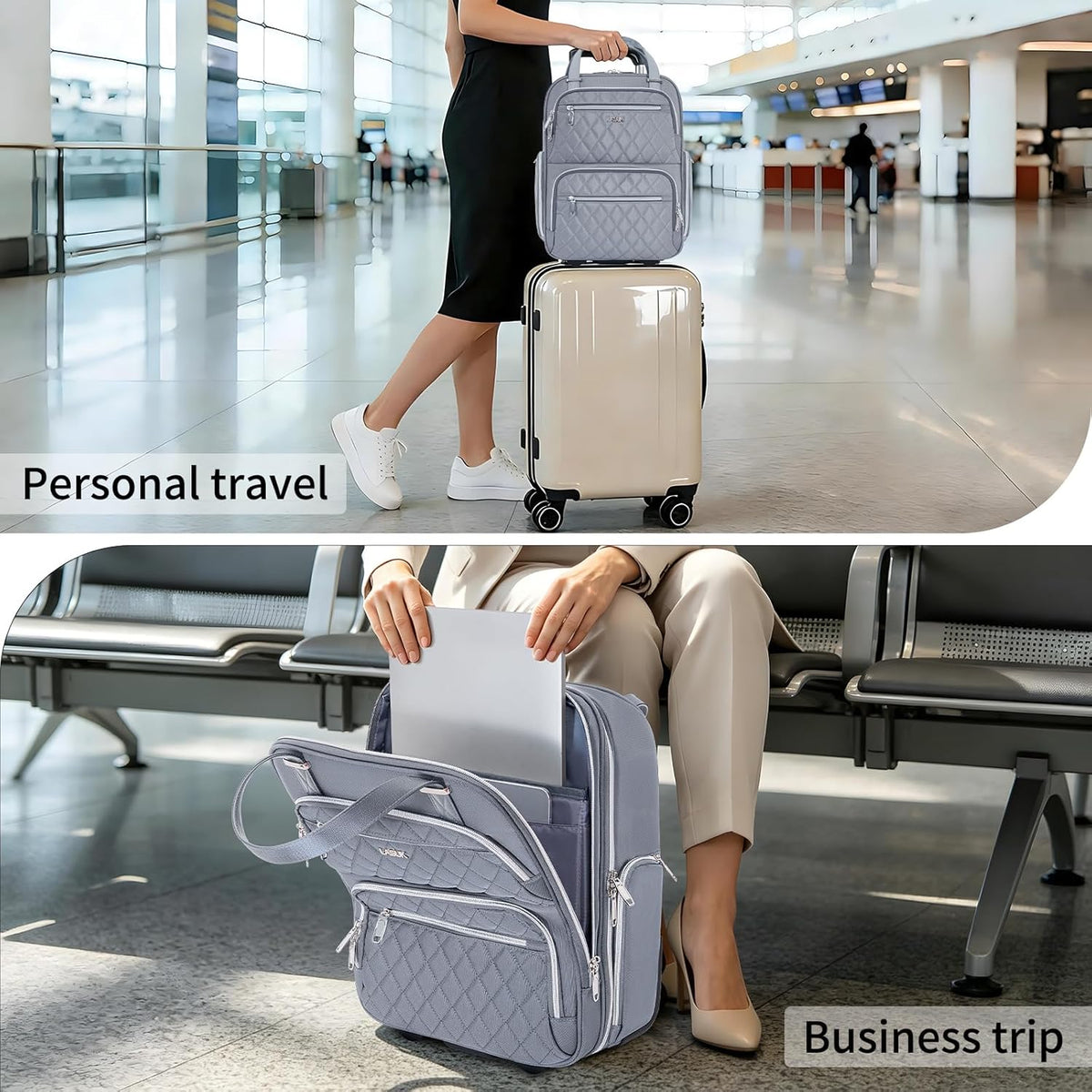 Underseat Carry On Luggage with Wheels, 17inch Lightweight Overnight Soft Sided Personal Luggage Bag Carry-On Suitcase for Short Trip Travel Business, Black