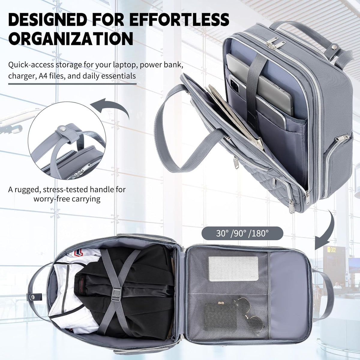 Underseat Carry On Luggage with Wheels, 17inch Lightweight Overnight Soft Sided Personal Luggage Bag Carry-On Suitcase for Short Trip Travel Business, Black