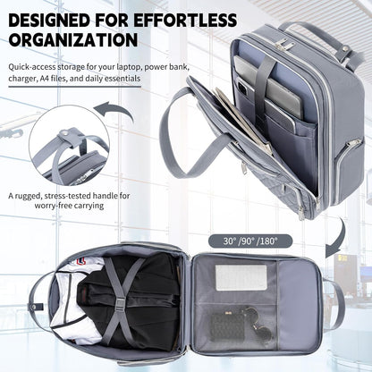 Underseat Carry On Luggage with Wheels, 17inch Lightweight Overnight Soft Sided Personal Luggage Bag Carry-On Suitcase for Short Trip Travel Business, Black