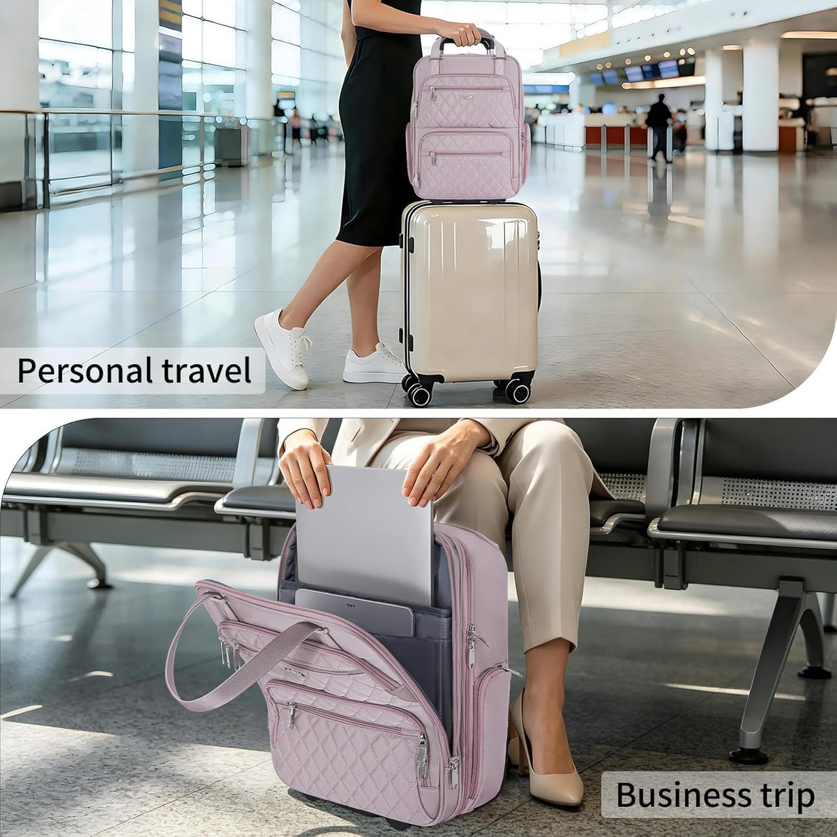 Underseat Carry On Luggage with Wheels, 17inch Lightweight Overnight Soft Sided Personal Luggage Bag Carry-On Suitcase for Short Trip Travel Business, Black