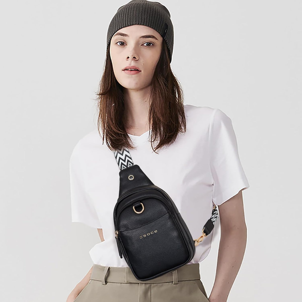 Crossbody Bags for Women Sling Bag Anti Theft PU Leather Travel Chest Purse Small Adjustable Strap Fits Large Phone