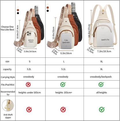 Crossbody Bags for Women Sling Bag Anti Theft PU Leather Travel Chest Purse Small Adjustable Strap Fits Large Phone