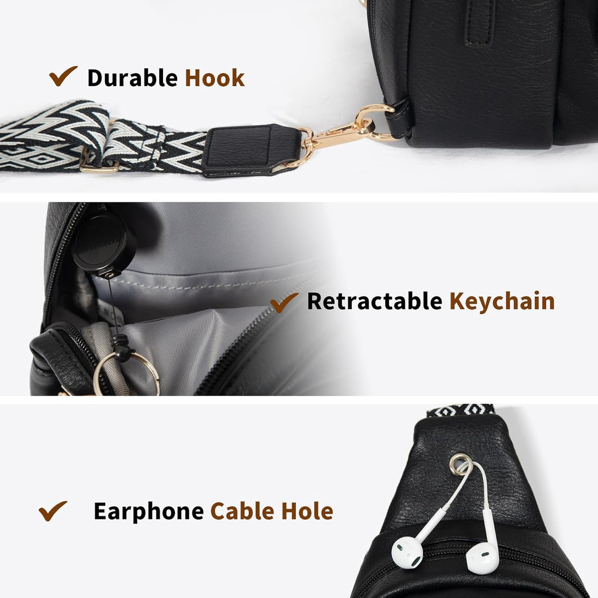 Crossbody Bags for Women Sling Bag Anti Theft PU Leather Travel Chest Purse Small Adjustable Strap Fits Large Phone