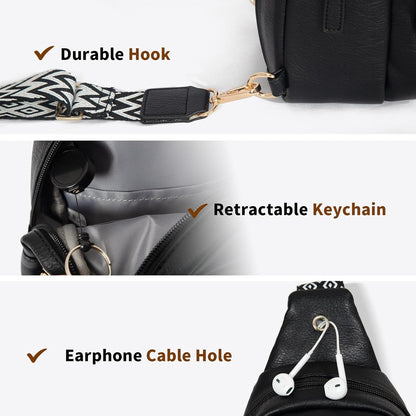 Crossbody Bags for Women Sling Bag Anti Theft PU Leather Travel Chest Purse Small Adjustable Strap Fits Large Phone