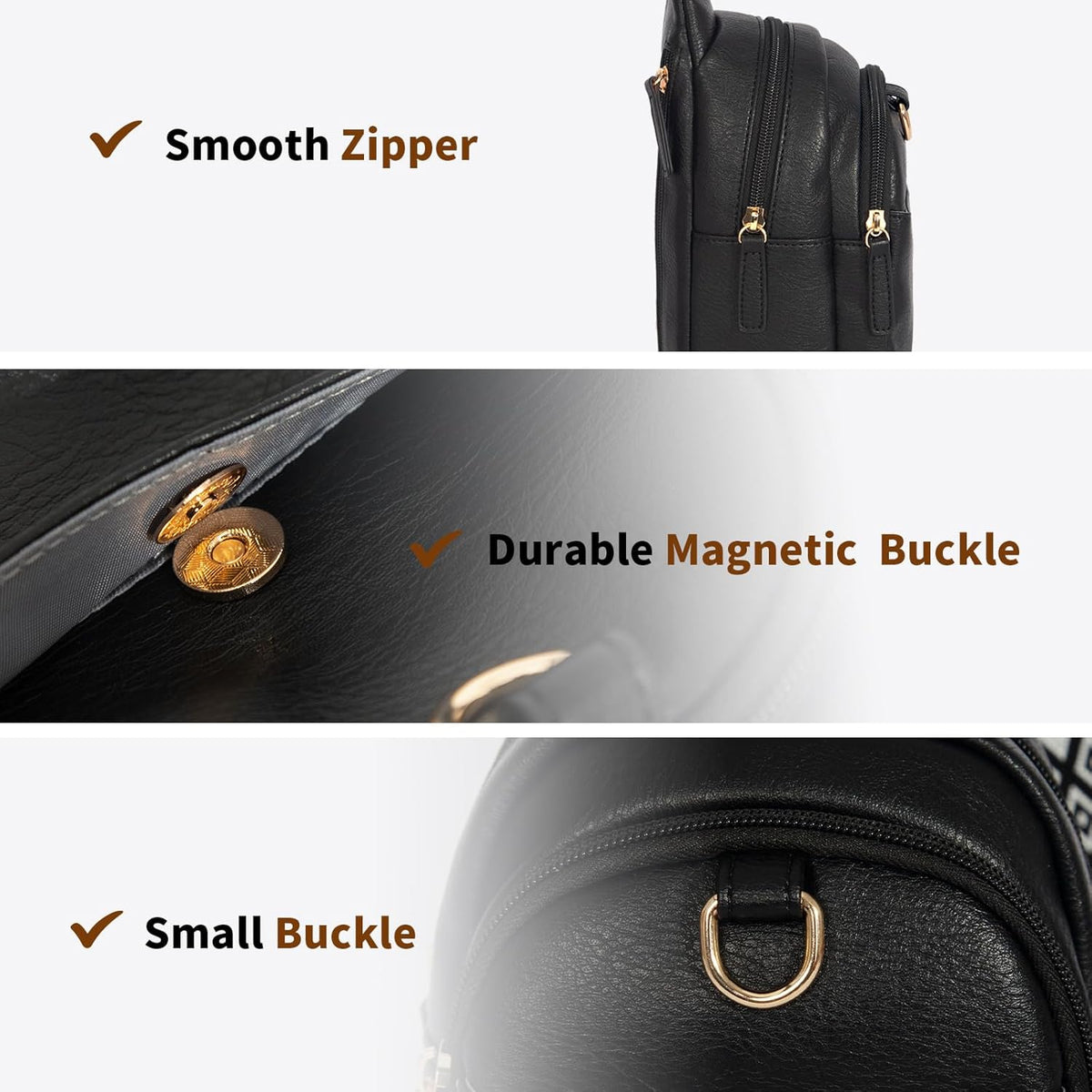 Crossbody Bags for Women Sling Bag Anti Theft PU Leather Travel Chest Purse Small Adjustable Strap Fits Large Phone