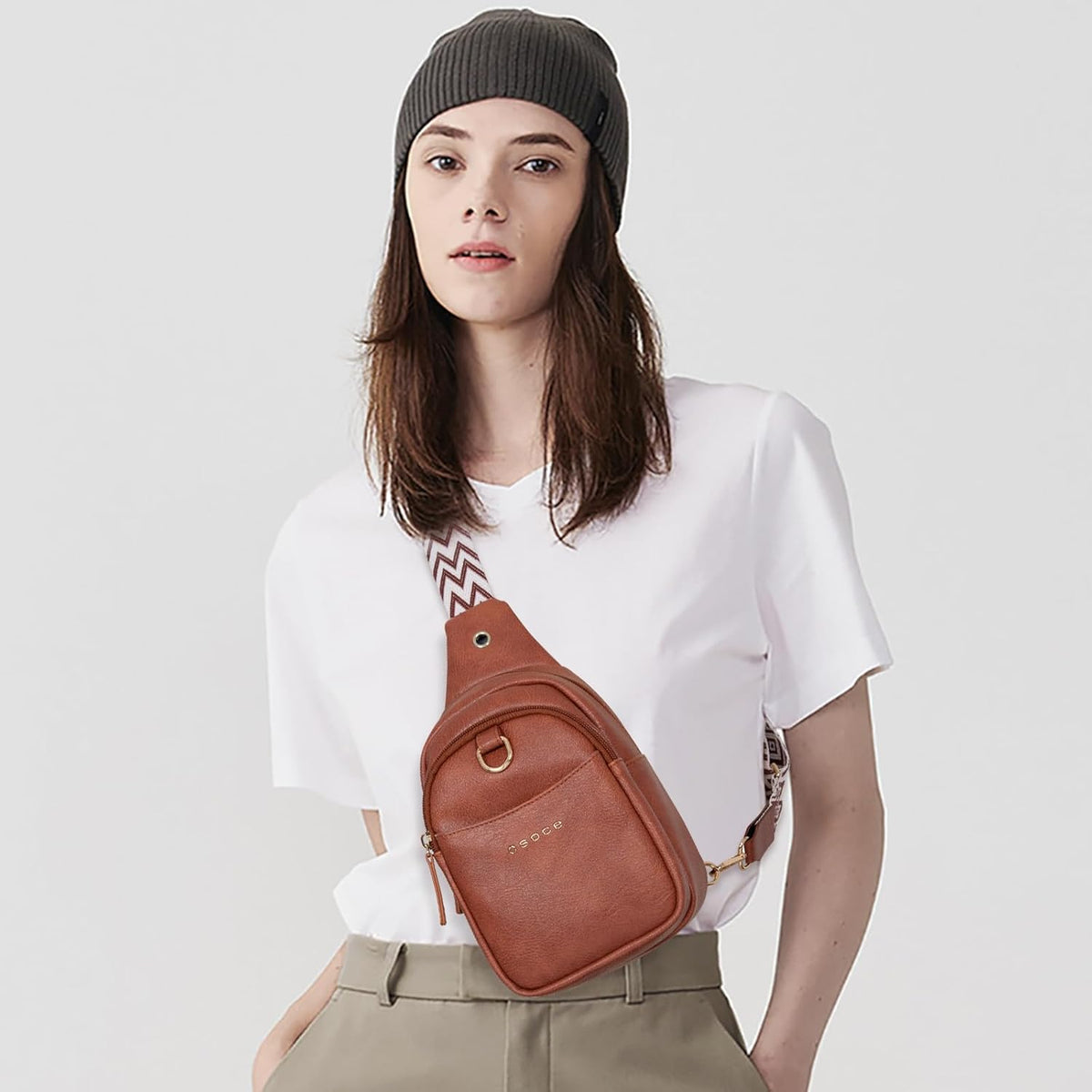 Crossbody Bags for Women Sling Bag Anti Theft PU Leather Travel Chest Purse Small Adjustable Strap Fits Large Phone
