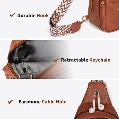 Crossbody Bags for Women Sling Bag Anti Theft PU Leather Travel Chest Purse Small Adjustable Strap Fits Large Phone