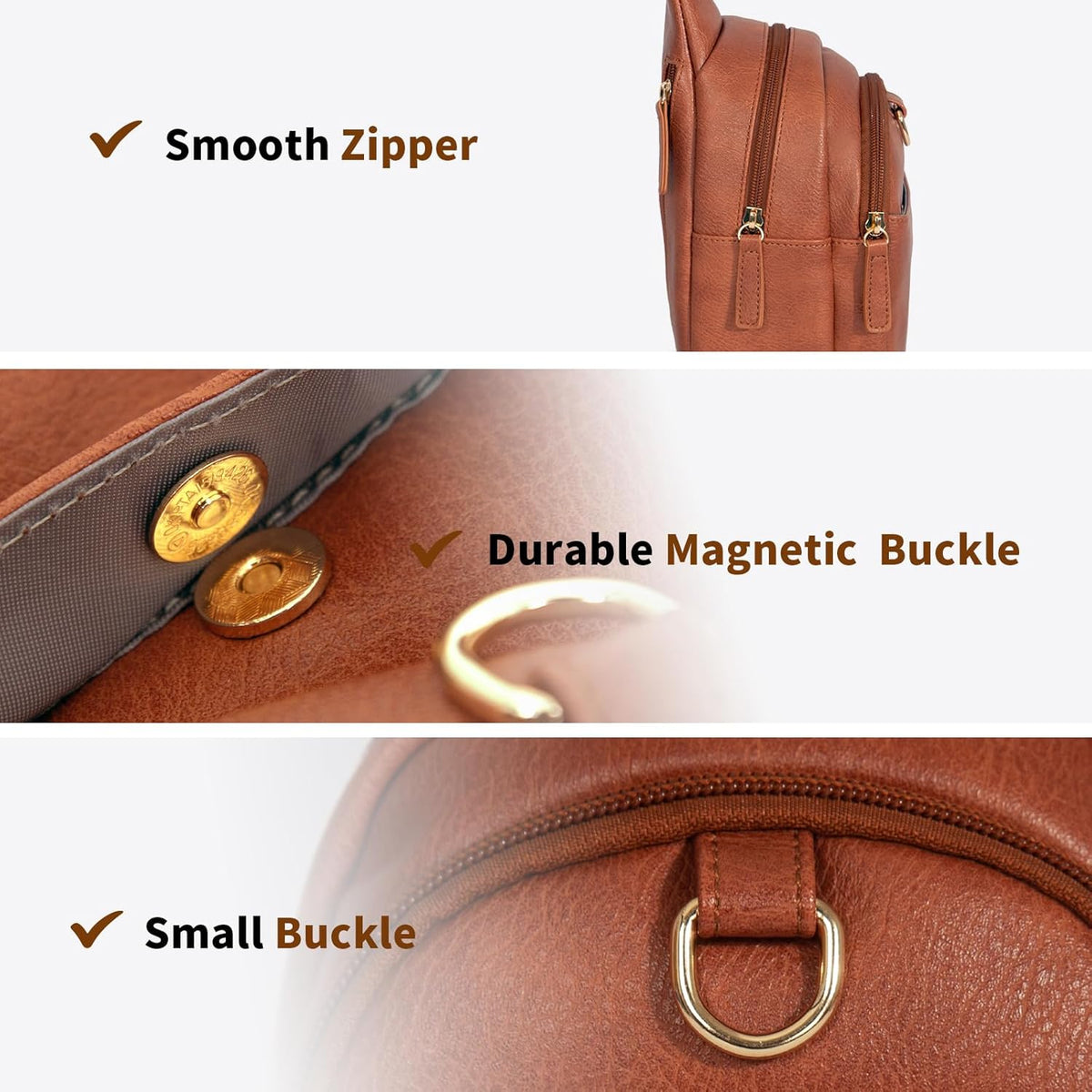 Crossbody Bags for Women Sling Bag Anti Theft PU Leather Travel Chest Purse Small Adjustable Strap Fits Large Phone