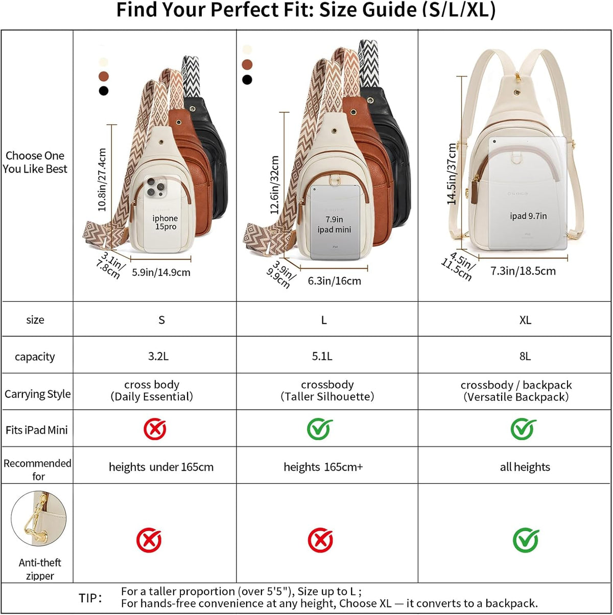 Crossbody Bags for Women Sling Bag Anti Theft PU Leather Travel Chest Purse Small Adjustable Strap Fits Large Phone