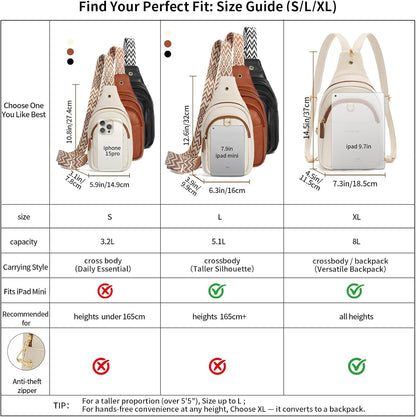 Crossbody Bags for Women Sling Bag Anti Theft PU Leather Travel Chest Purse Small Adjustable Strap Fits Large Phone