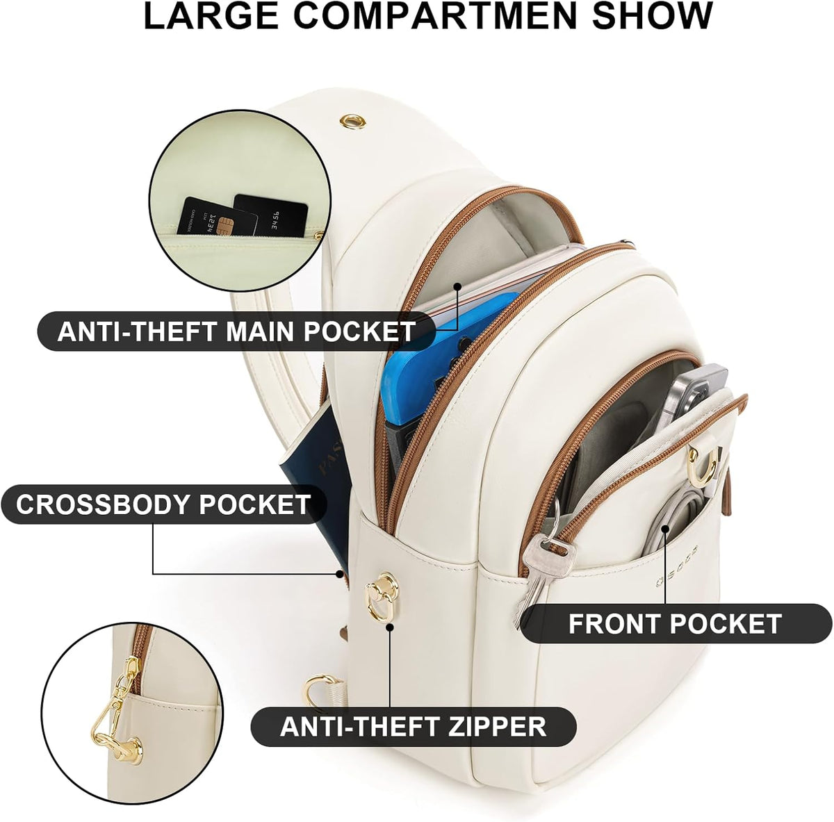 Crossbody Bags for Women Sling Bag Anti Theft PU Leather Travel Chest Purse Small Adjustable Strap Fits Large Phone