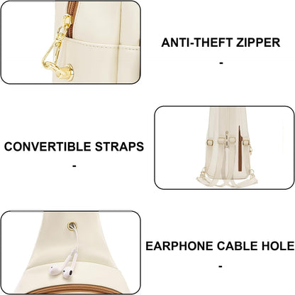 Crossbody Bags for Women Sling Bag Anti Theft PU Leather Travel Chest Purse Small Adjustable Strap Fits Large Phone