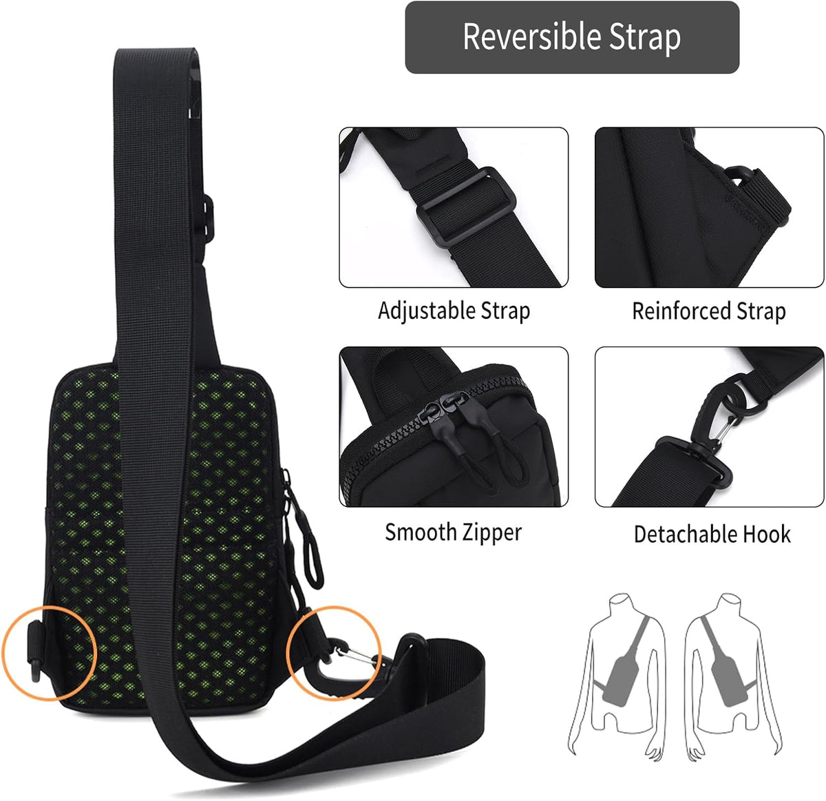 Small Crossbody Bag for Men Women Mini Sling Bag Travel Running Phone Daypack Cross Body Shoulder Bags with Keyholder