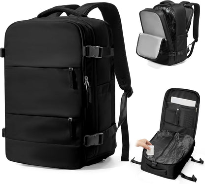 Vacuum Backpack Travel with Pump,Water Resistant Airbag Travel Backpack,Personal Item Carry on Backpacks Flight Approved 18x14x8 inches,Laptop Backpacks,Black