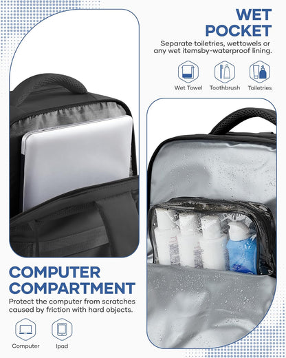 Vacuum Backpack Travel with Pump,Water Resistant Airbag Travel Backpack,Personal Item Carry on Backpacks Flight Approved 18x14x8 inches,Laptop Backpacks,Black