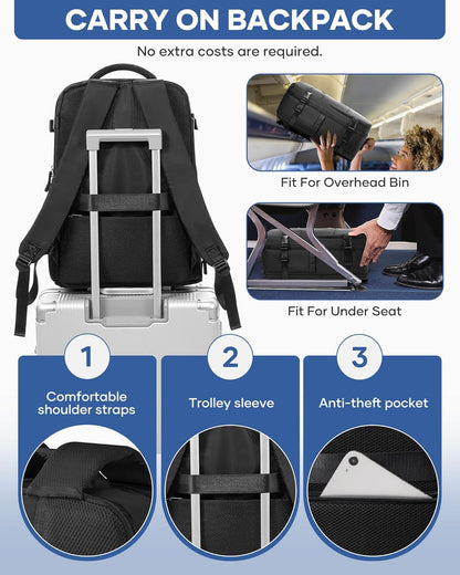 Vacuum Backpack Travel with Pump,Water Resistant Airbag Travel Backpack,Personal Item Carry on Backpacks Flight Approved 18x14x8 inches,Laptop Backpacks,Black