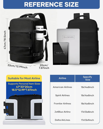 Vacuum Backpack Travel with Pump,Water Resistant Airbag Travel Backpack,Personal Item Carry on Backpacks Flight Approved 18x14x8 inches,Laptop Backpacks,Black