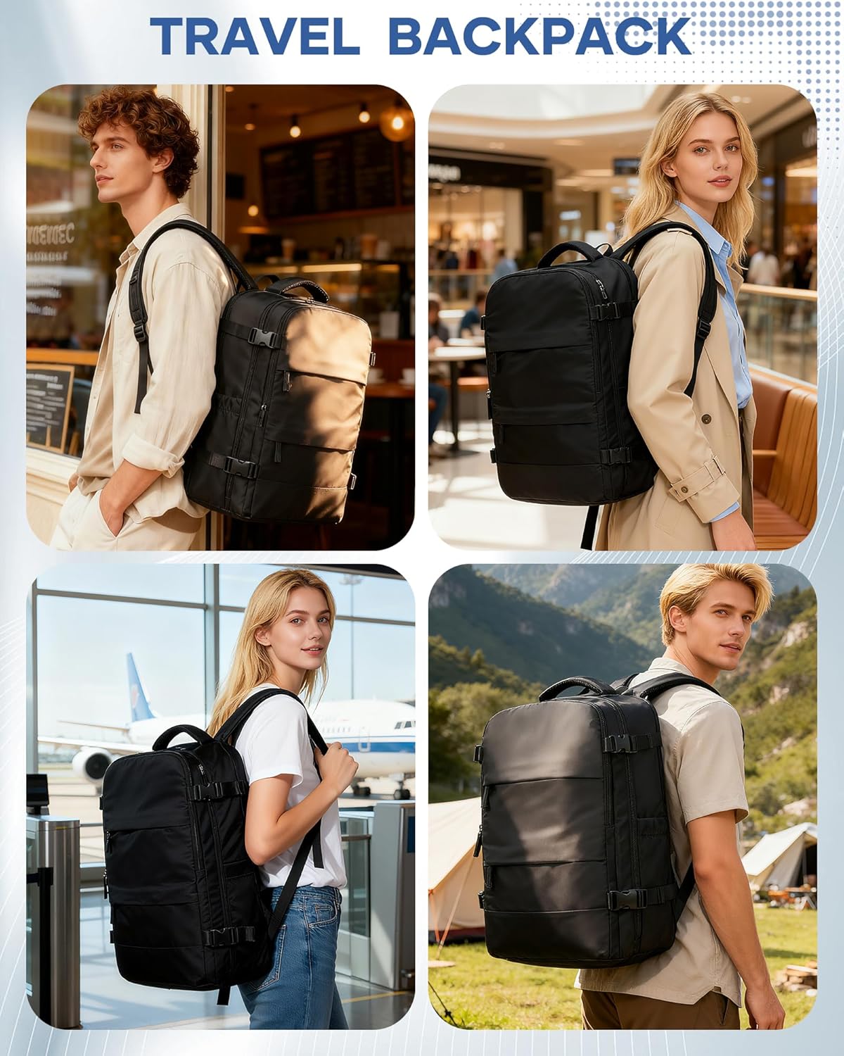 Vacuum Backpack Travel with Pump,Water Resistant Airbag Travel Backpack,Personal Item Carry on Backpacks Flight Approved 18x14x8 inches,Laptop Backpacks,Black