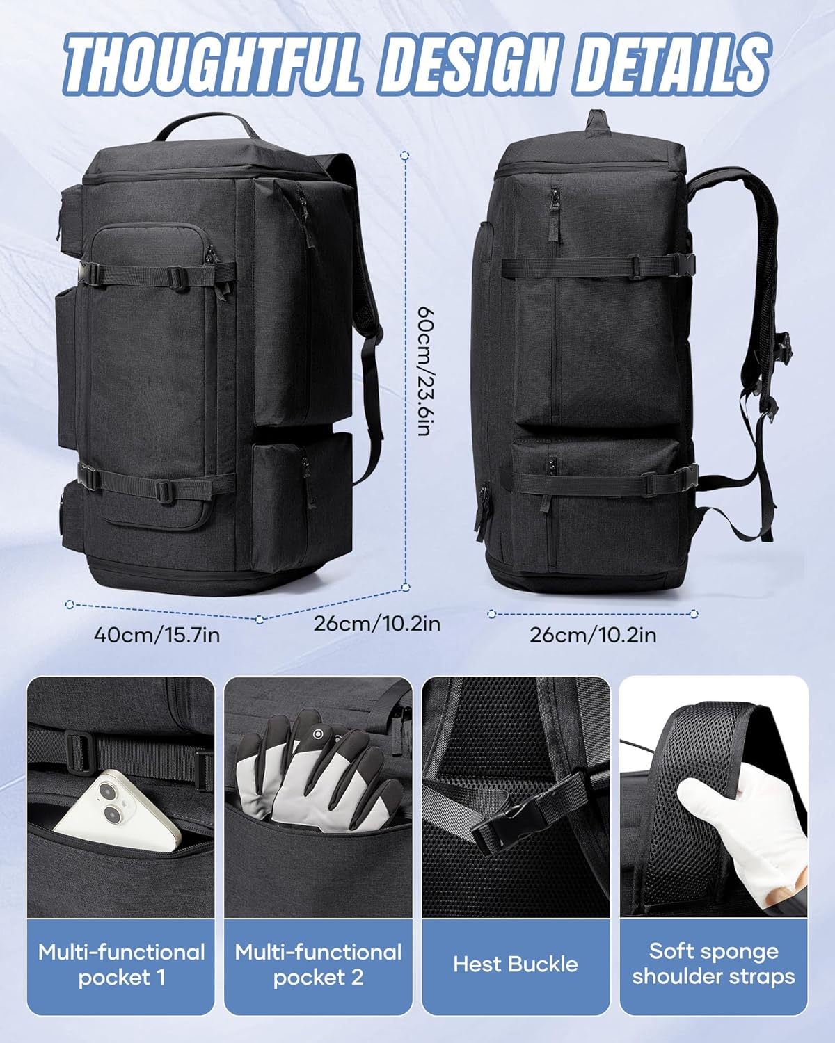 Vacuum Backpack Travel with Pump,Water Resistant Airbag Travel Backpack,Personal Item Carry on Backpacks Flight Approved 18x14x8 inches,Laptop Backpacks,Black