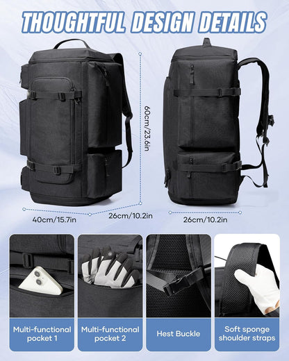 Vacuum Backpack Travel with Pump,Water Resistant Airbag Travel Backpack,Personal Item Carry on Backpacks Flight Approved 18x14x8 inches,Laptop Backpacks,Black