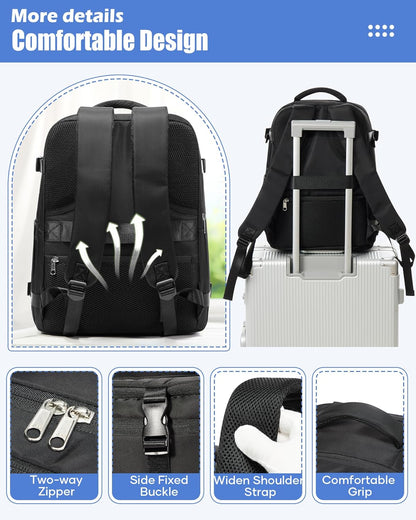 Vacuum Backpack Travel with Pump,Water Resistant Airbag Travel Backpack,Personal Item Carry on Backpacks Flight Approved 18x14x8 inches,Laptop Backpacks,Black