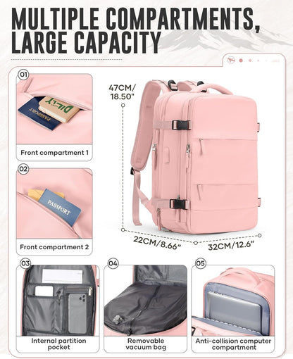 Vacuum Backpack Travel with Pump,Water Resistant Airbag Travel Backpack,Personal Item Carry on Backpacks Flight Approved 18x14x8 inches,Laptop Backpacks,Black