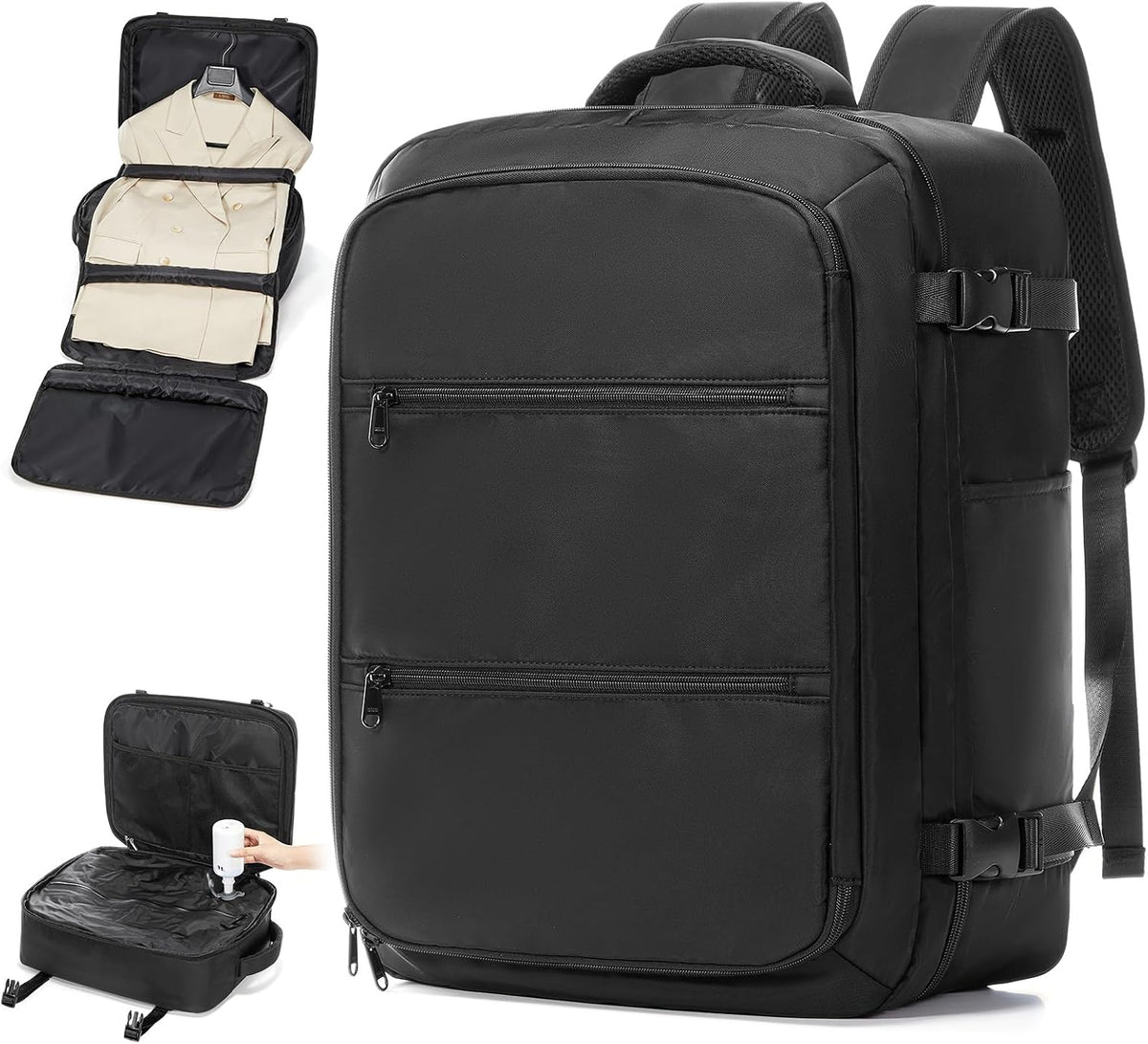 Vacuum Backpack Travel with Pump,Water Resistant Airbag Travel Backpack,Personal Item Carry on Backpacks Flight Approved 18x14x8 inches,Laptop Backpacks,Black