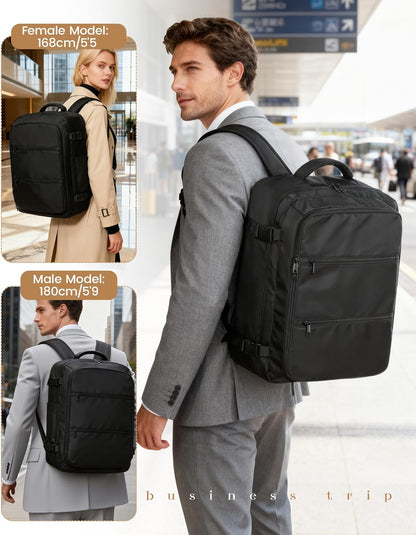 Vacuum Backpack Travel with Pump,Water Resistant Airbag Travel Backpack,Personal Item Carry on Backpacks Flight Approved 18x14x8 inches,Laptop Backpacks,Black